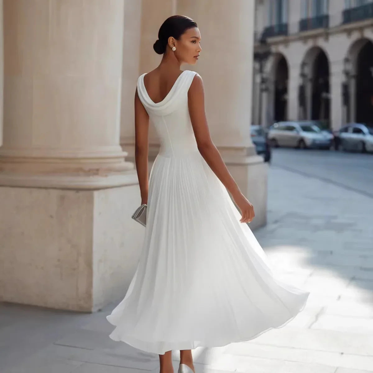 Holly Flowing Pleated Midi Dress