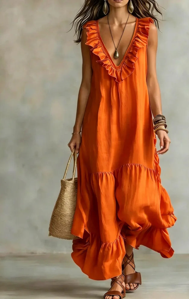 Allison Ruffle Sleeveless Maxi Dress