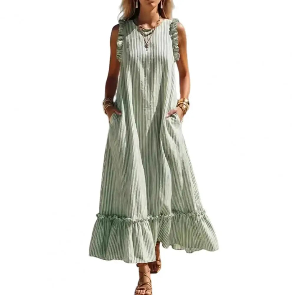 Kelsey Striped Ruffle Maxi Dress