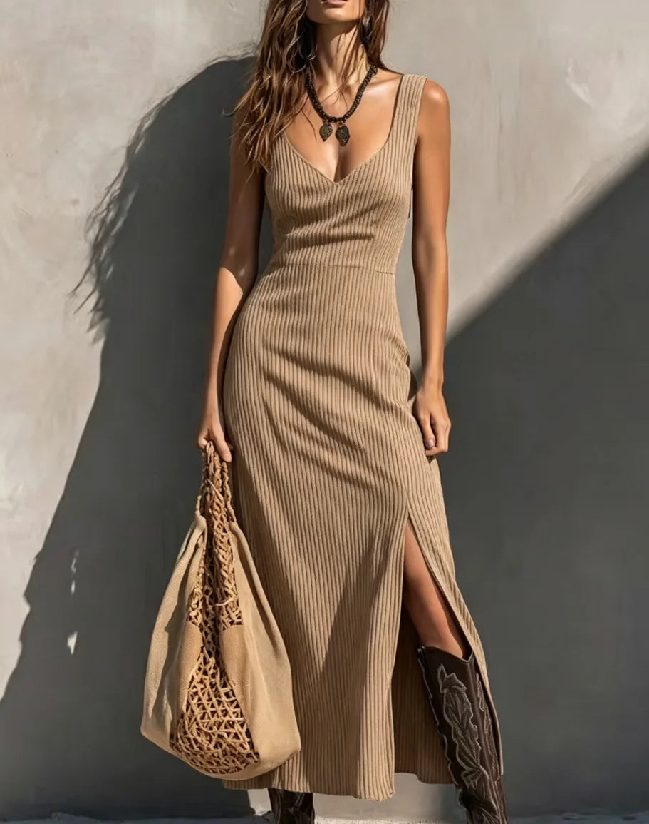 Angela V Neck Sophisticated  Midi Dress