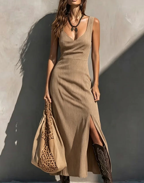 Angela V Neck Sophisticated  Midi Dress