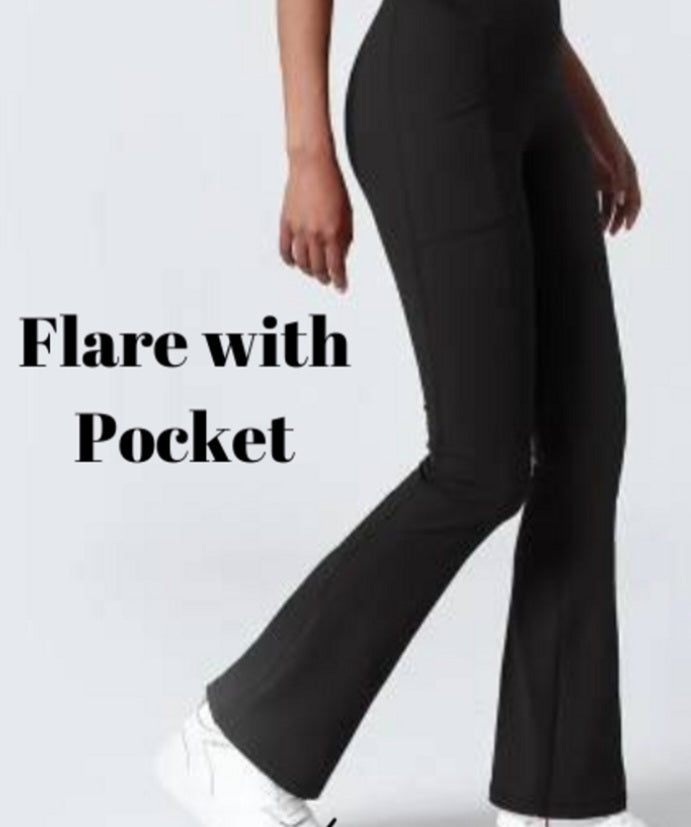 Max Comfort Flare Leggings with Pockets- Black