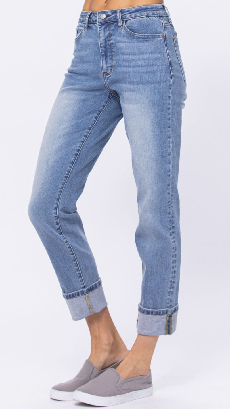 High Waist Vintage Wash Boyfriend Jeans