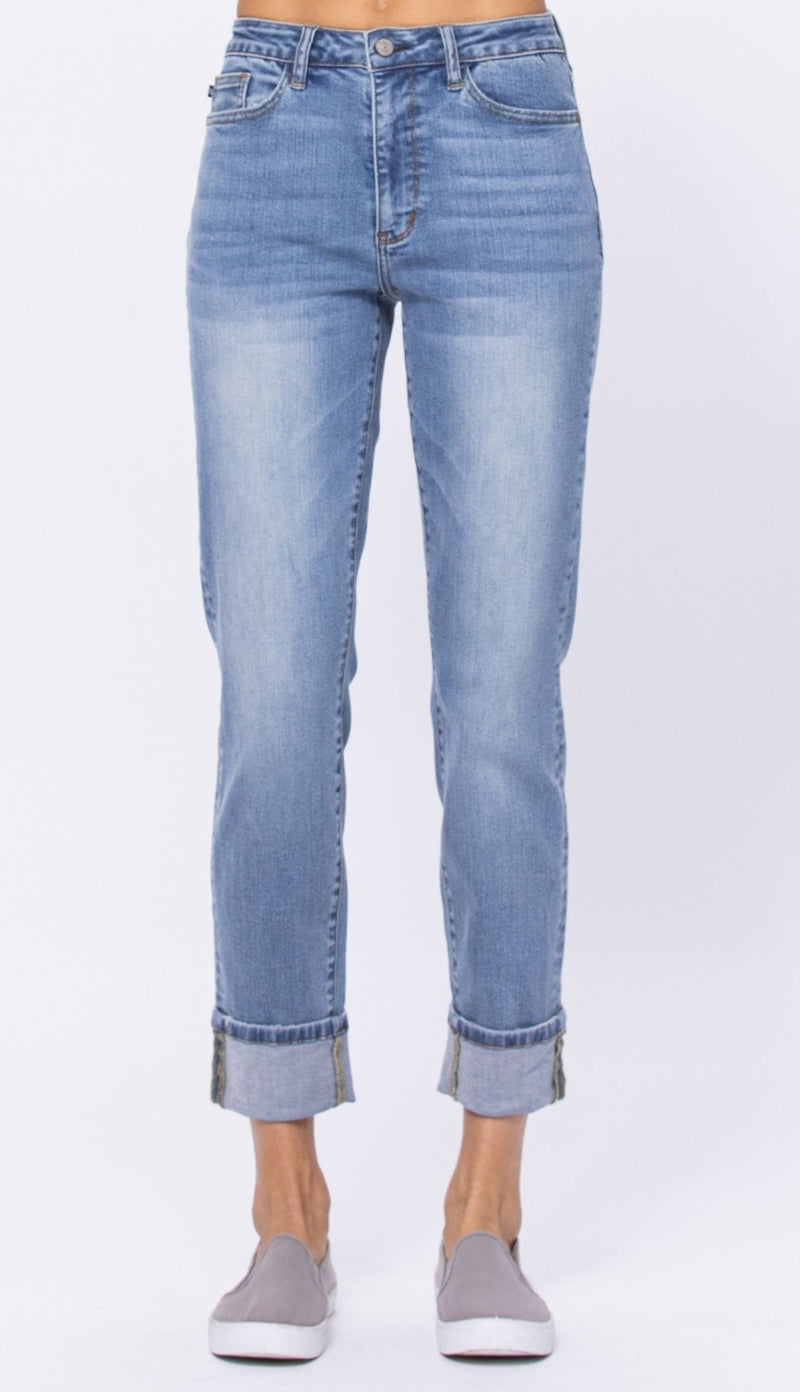 High Waist Vintage Wash Boyfriend Jeans