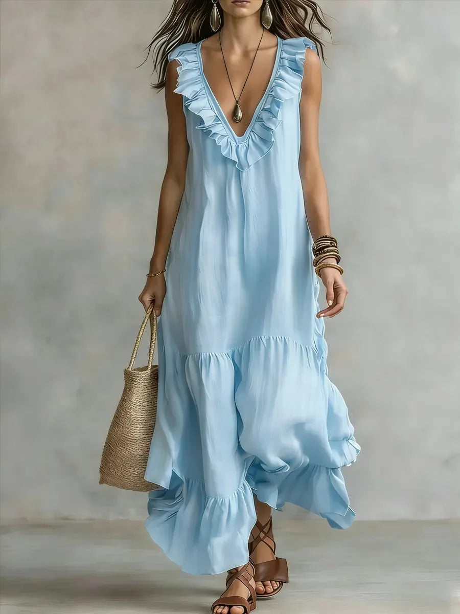 Allison Ruffle Sleeveless Maxi Dress
