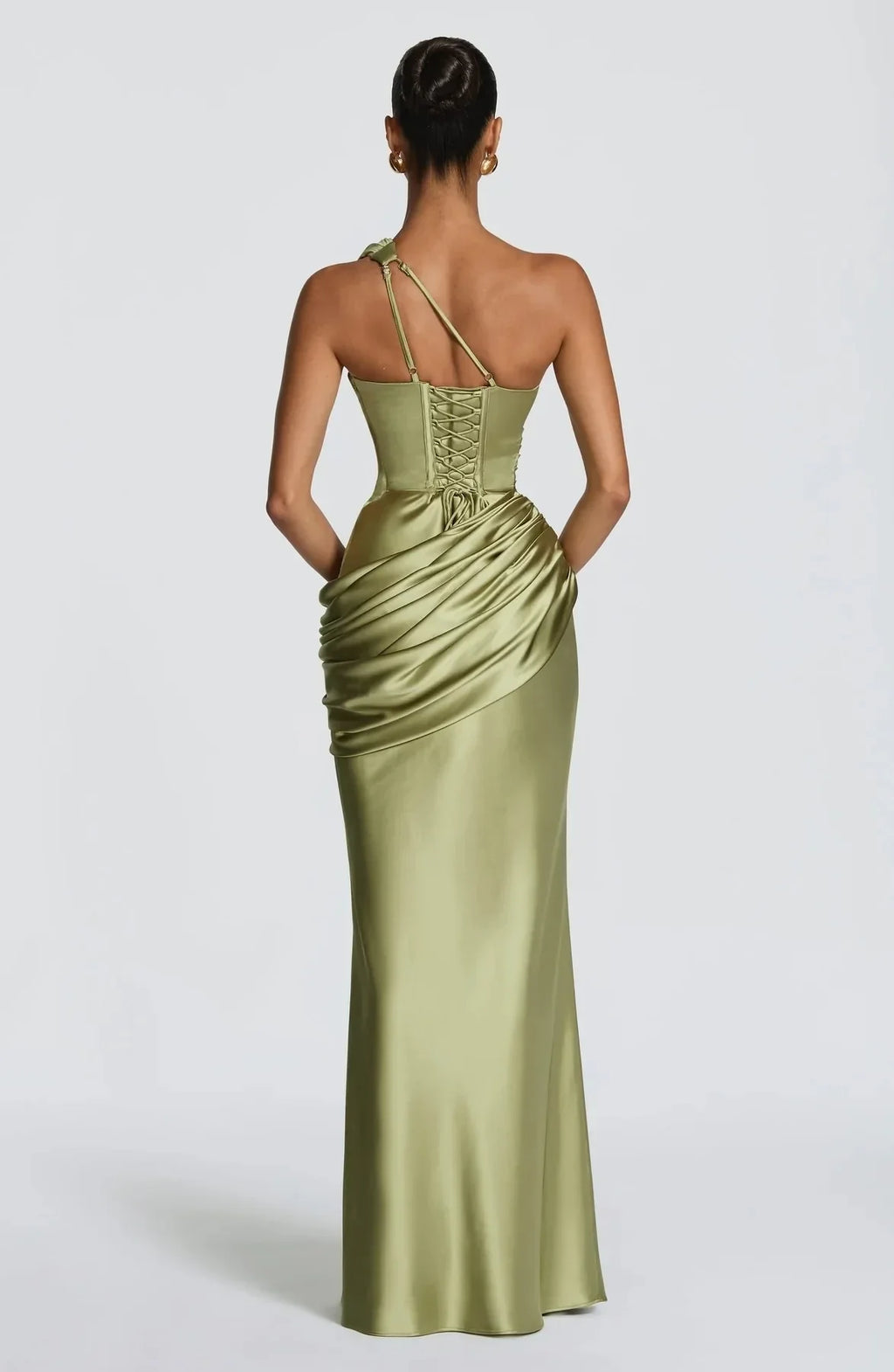 Laura Ruched Satin Wedding Guest Dress