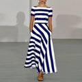 Faith Striped Boat Neck Maxi Dress
