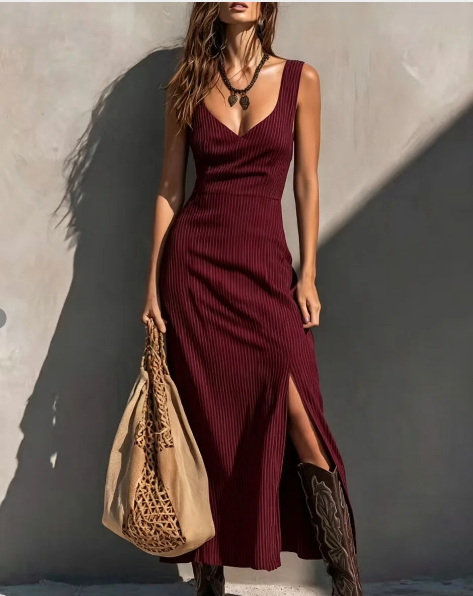 Angela V Neck Sophisticated  Midi Dress