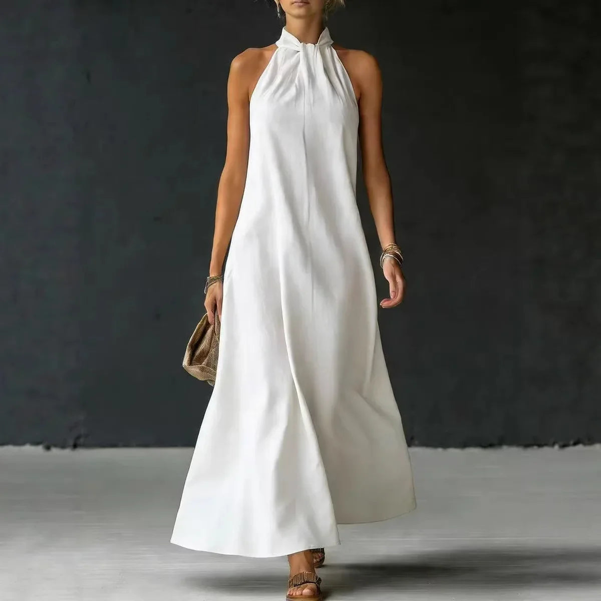 Bria Halter Neck Flowy Maxi Dress