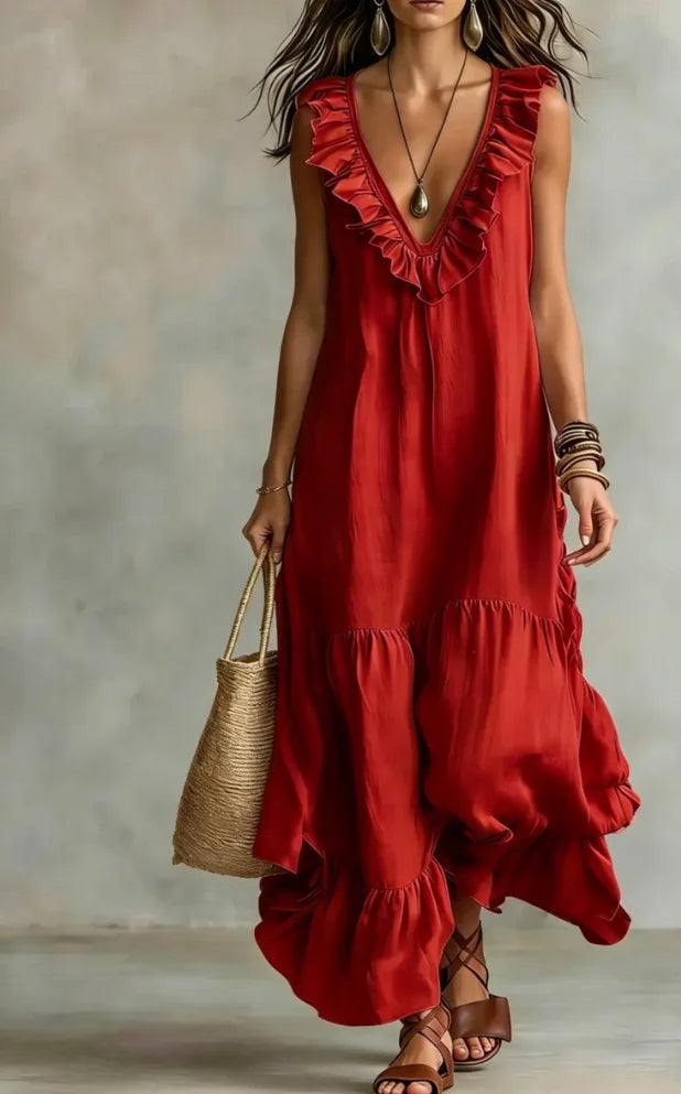 Allison Ruffle Sleeveless Maxi Dress