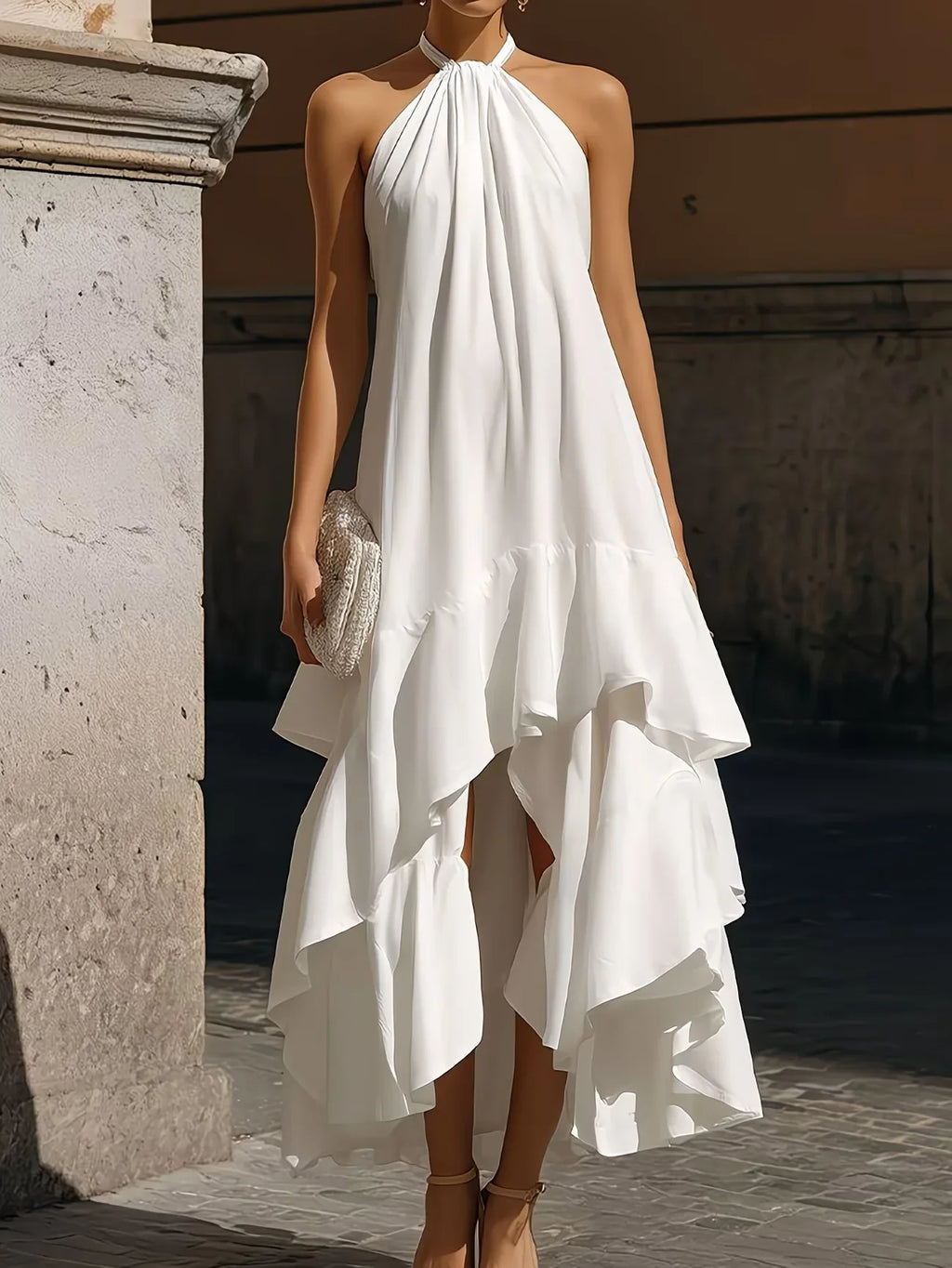 Nayeli Flowing Halter Midi Dress
