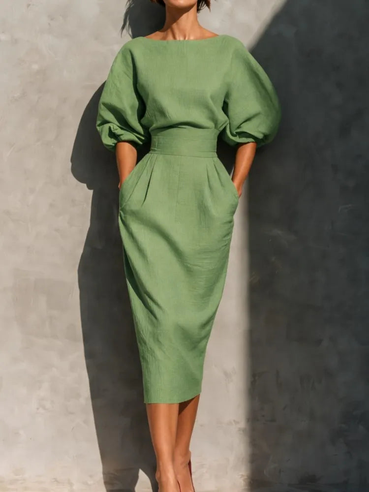 Bailey Elegant Linen Midi Dress