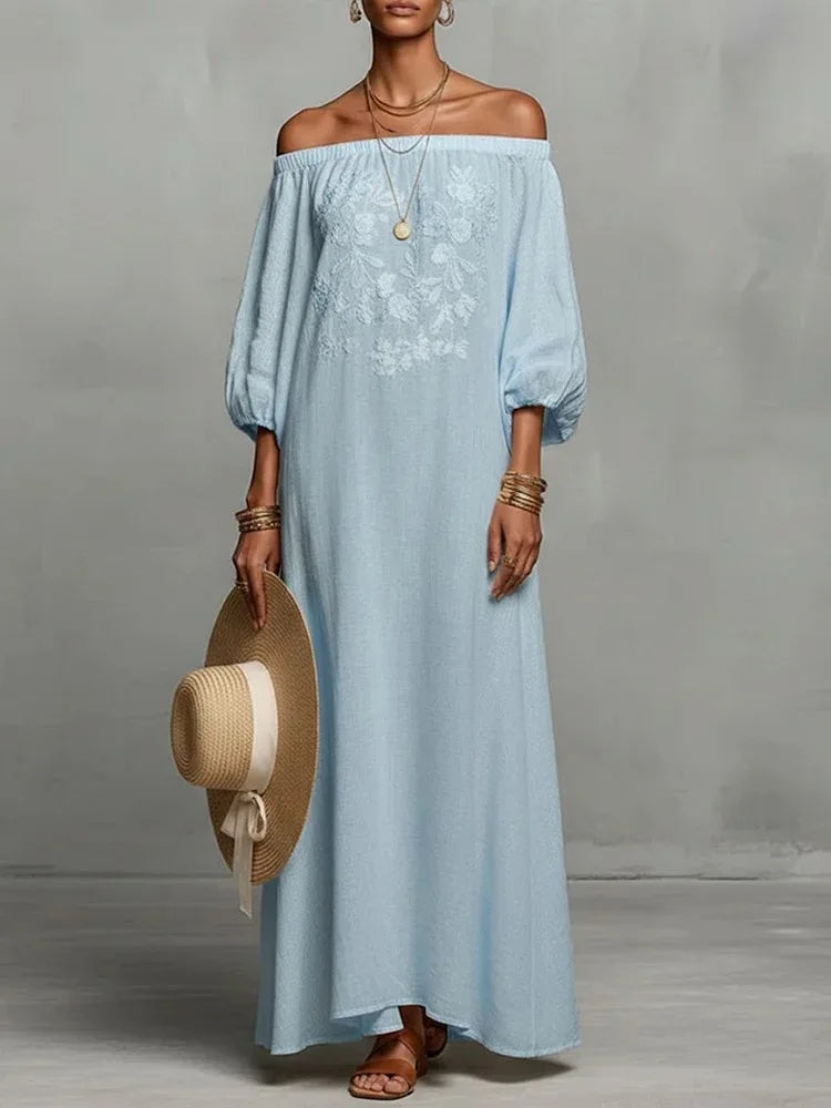 Etta Flowy Off Shoulder Maxi Dress