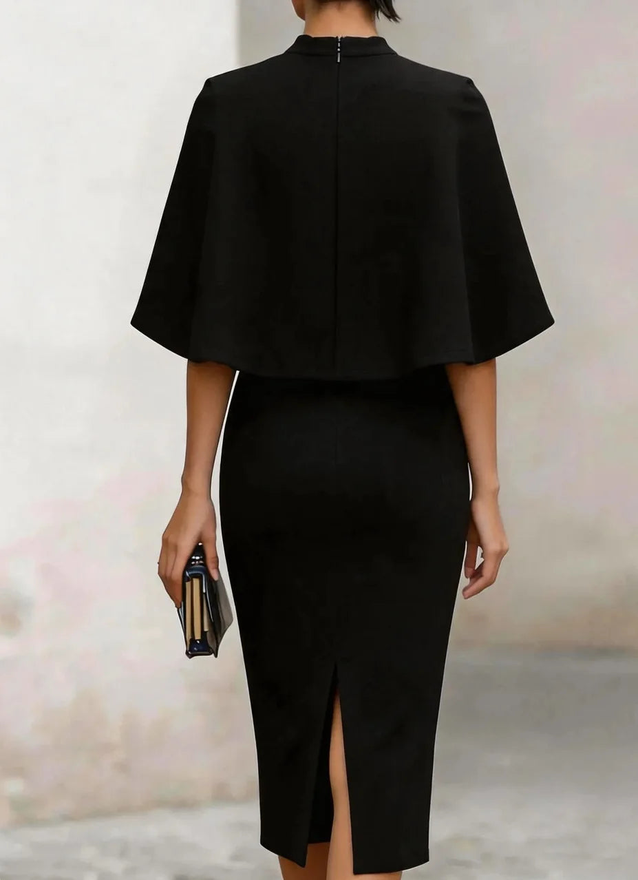 Daniella Cape Sleeve Semi Formal Dress