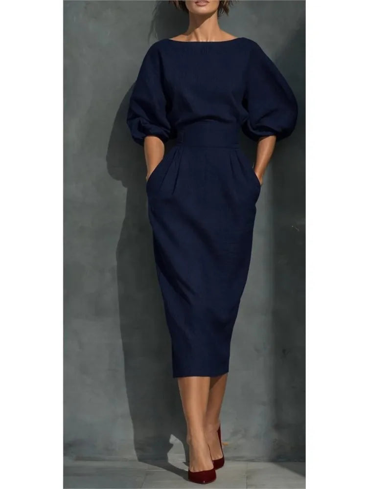 Bailey Elegant Linen Midi Dress