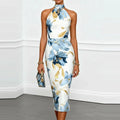 Soraya Printed Halter Wedding Guest Dress