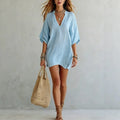 Bea V Neck Tunic Mini Dress