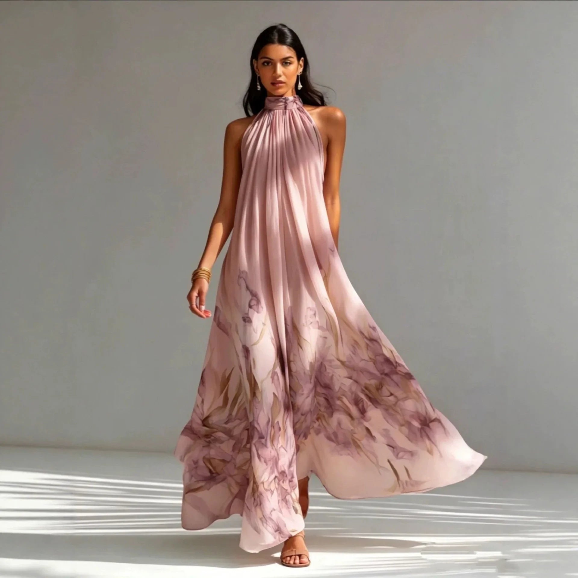 Maecey Printed Halter Maxi Dress