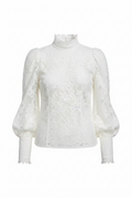White lace embroidery blouse on white background