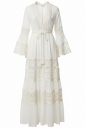 Boho Maxi Dress in cream white on white background