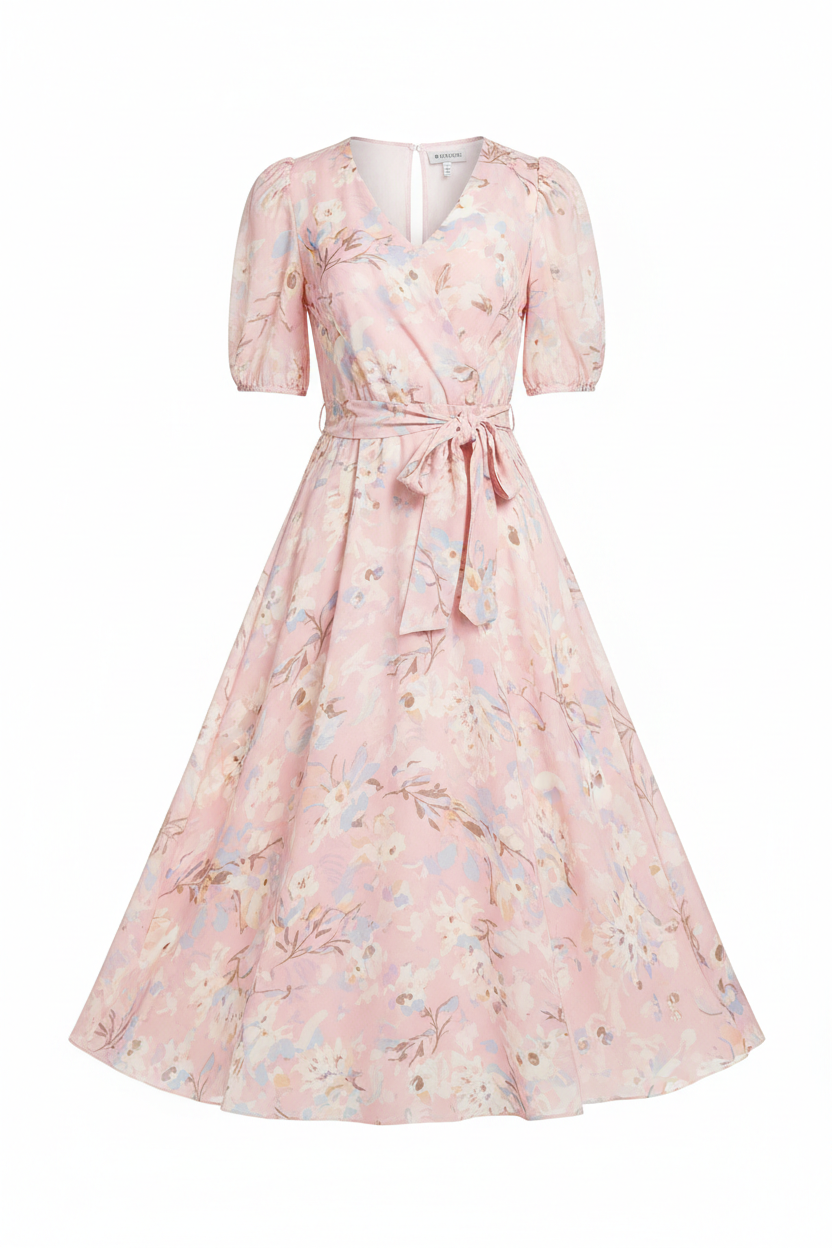 Floral Midi Dress on white background
