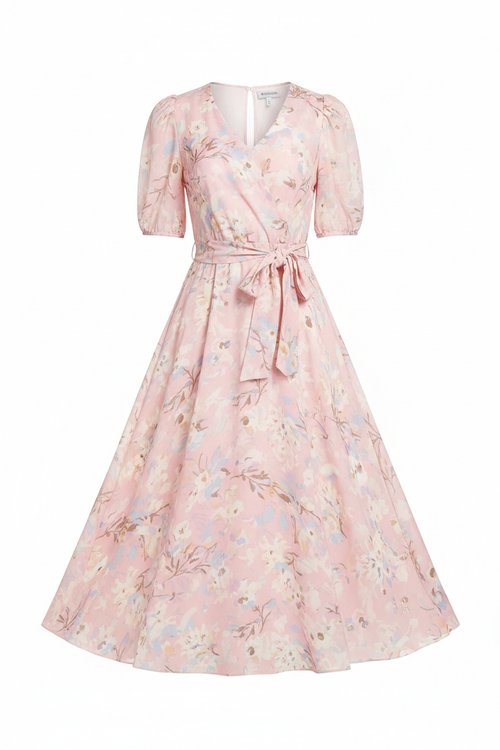 Floral Midi Dress on white background