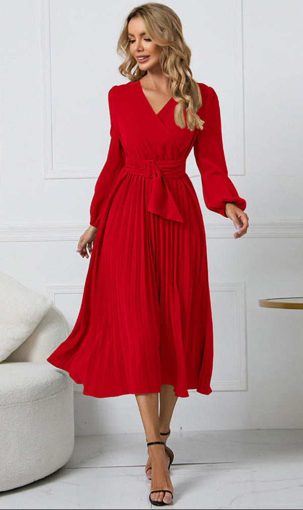 Mirabella Long Sleeve Midi Wedding Guest Dress