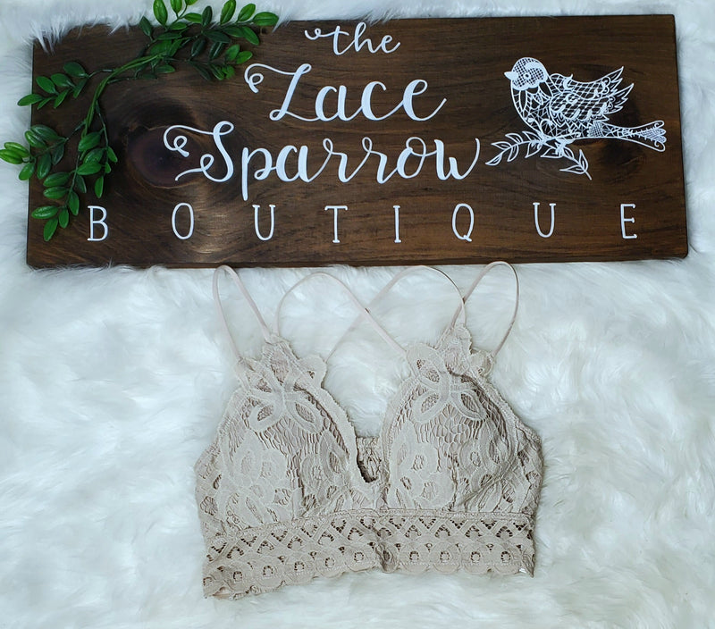 Floral Lace Bralette- Taupe