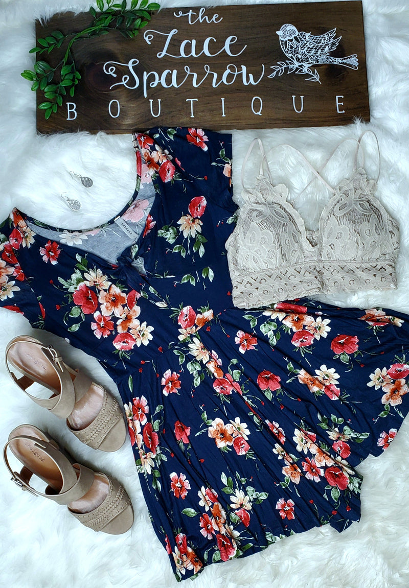 Floral Lace Bralette- Taupe