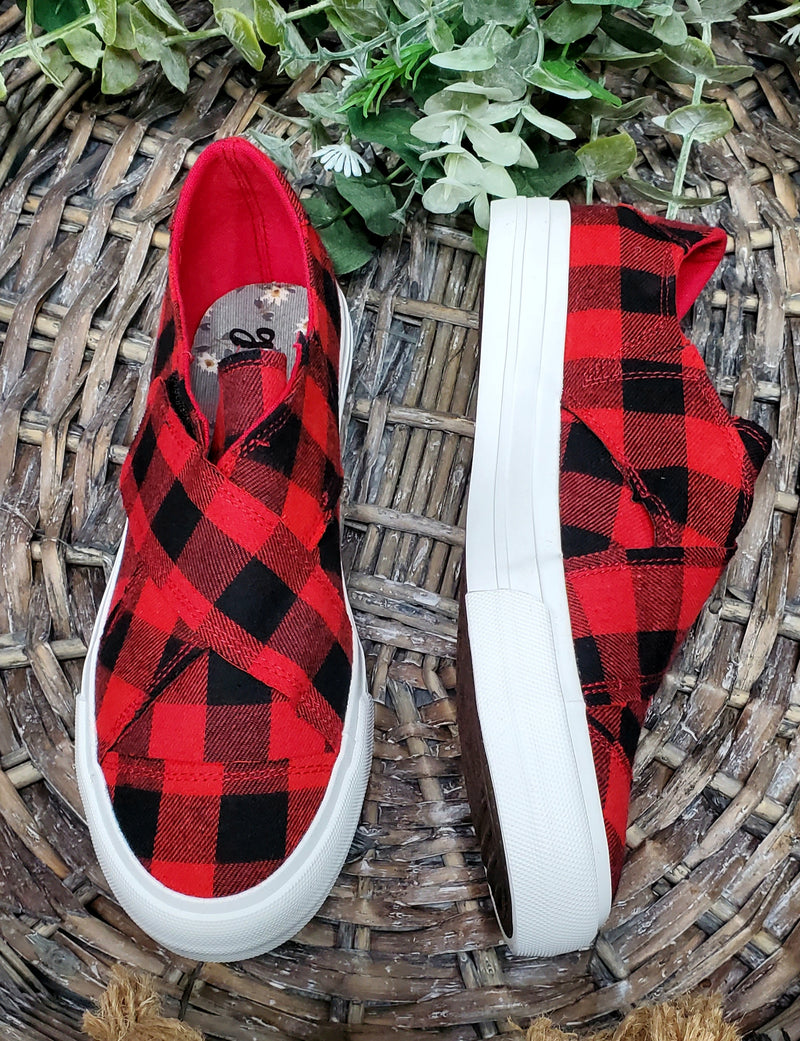 Gypsy Jazz Plaid Along Shoes- Red & Black *FINAL SALE*