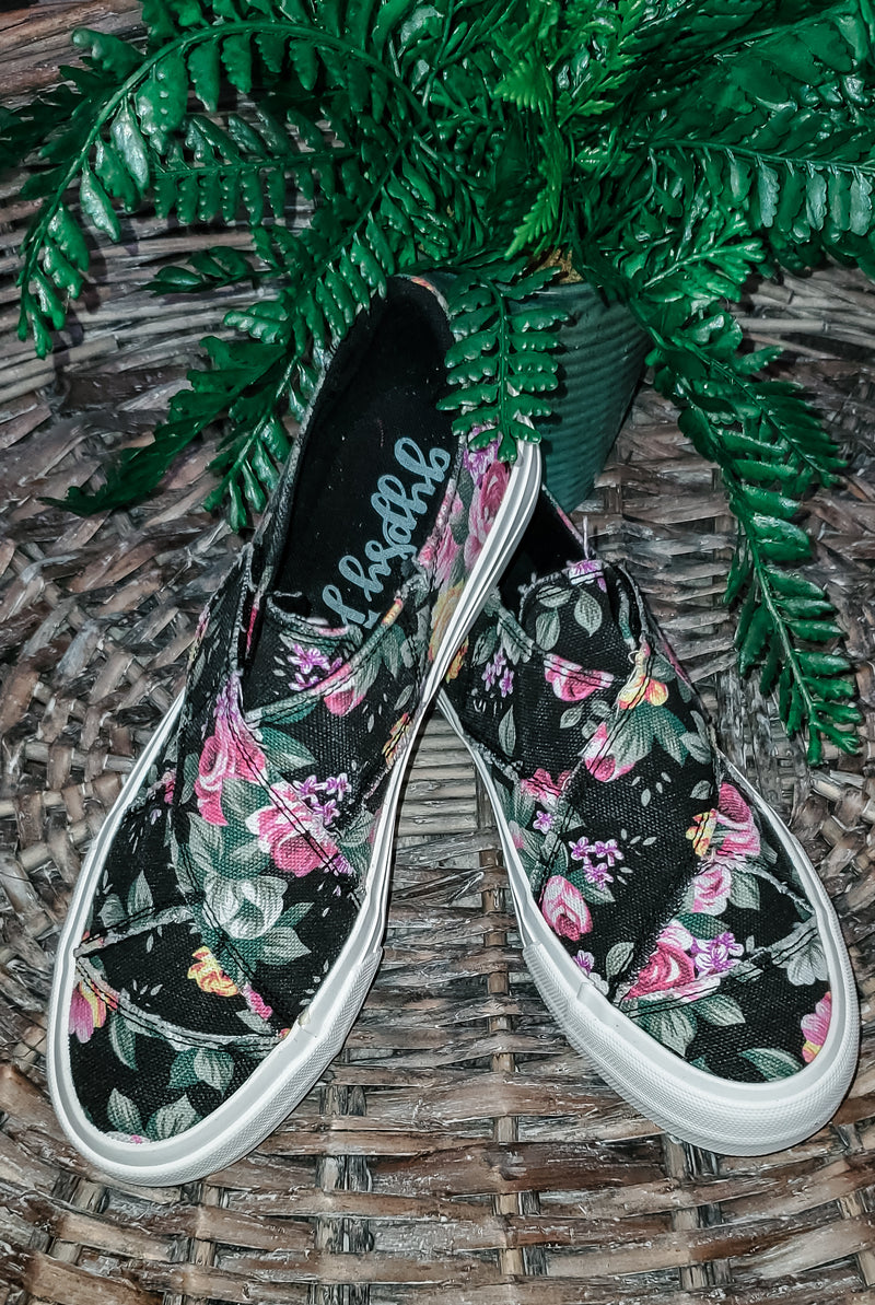 Floral Indigo Shoes- Black