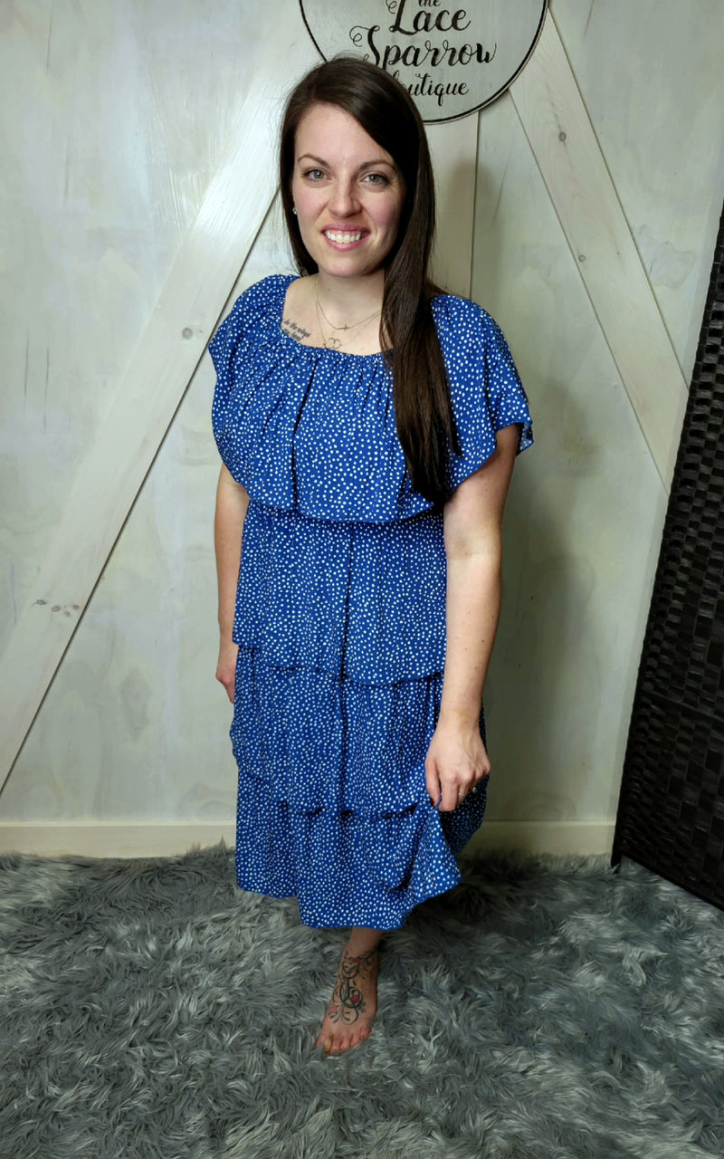 Only For Today Ruffle Dress- Blue