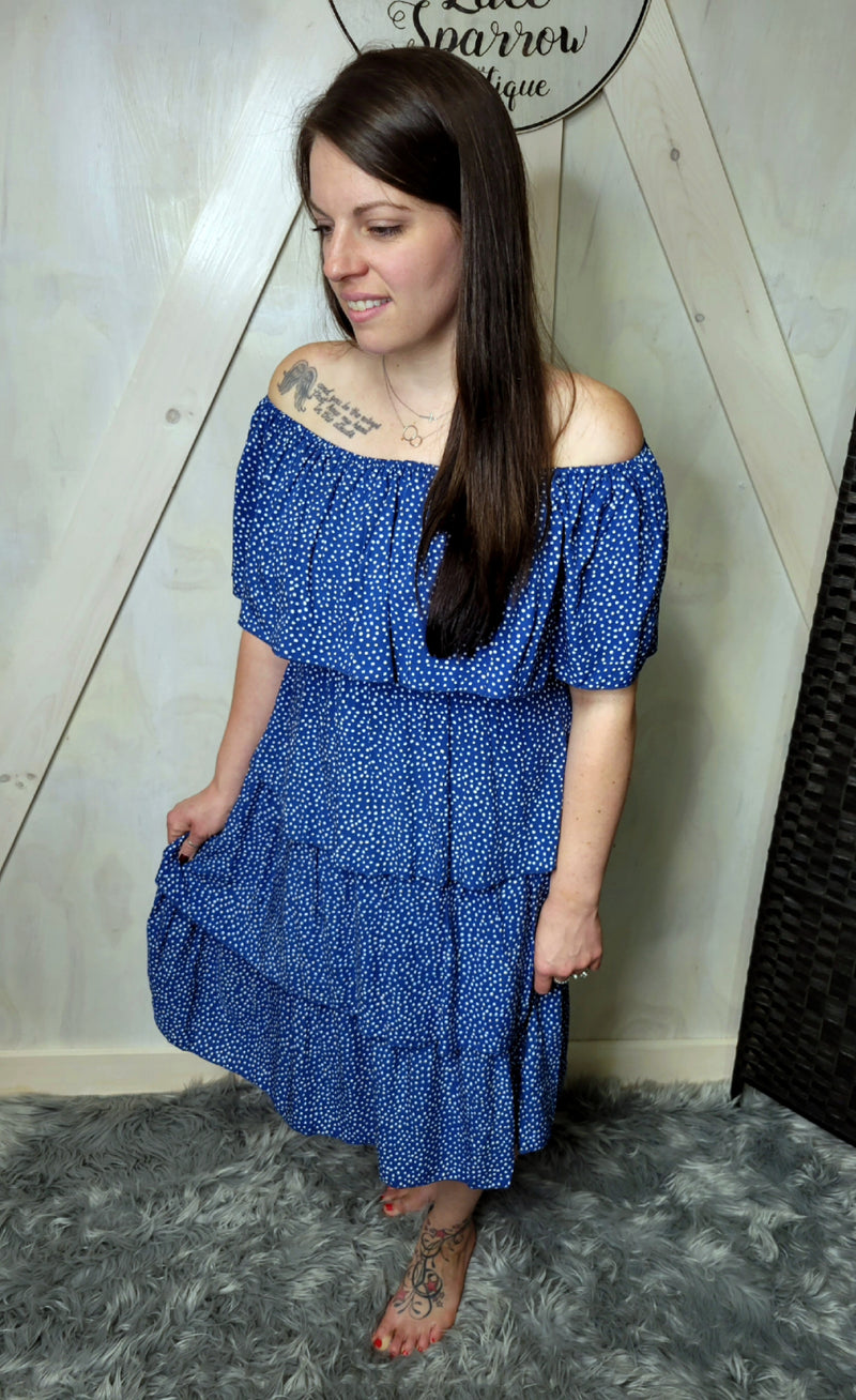 Only For Today Ruffle Dress- Blue