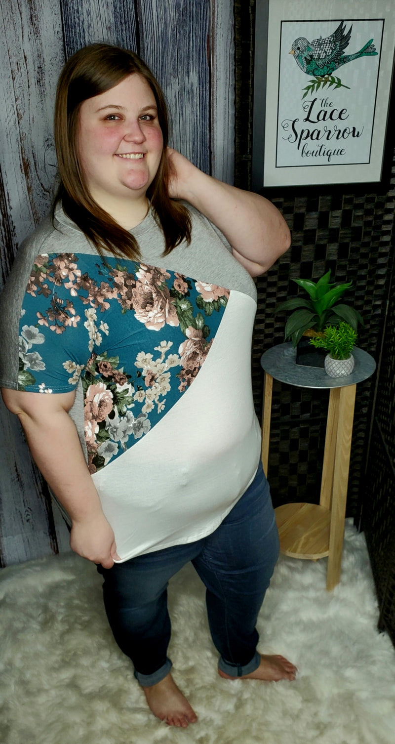 Walk With Me Floral Top- Teal