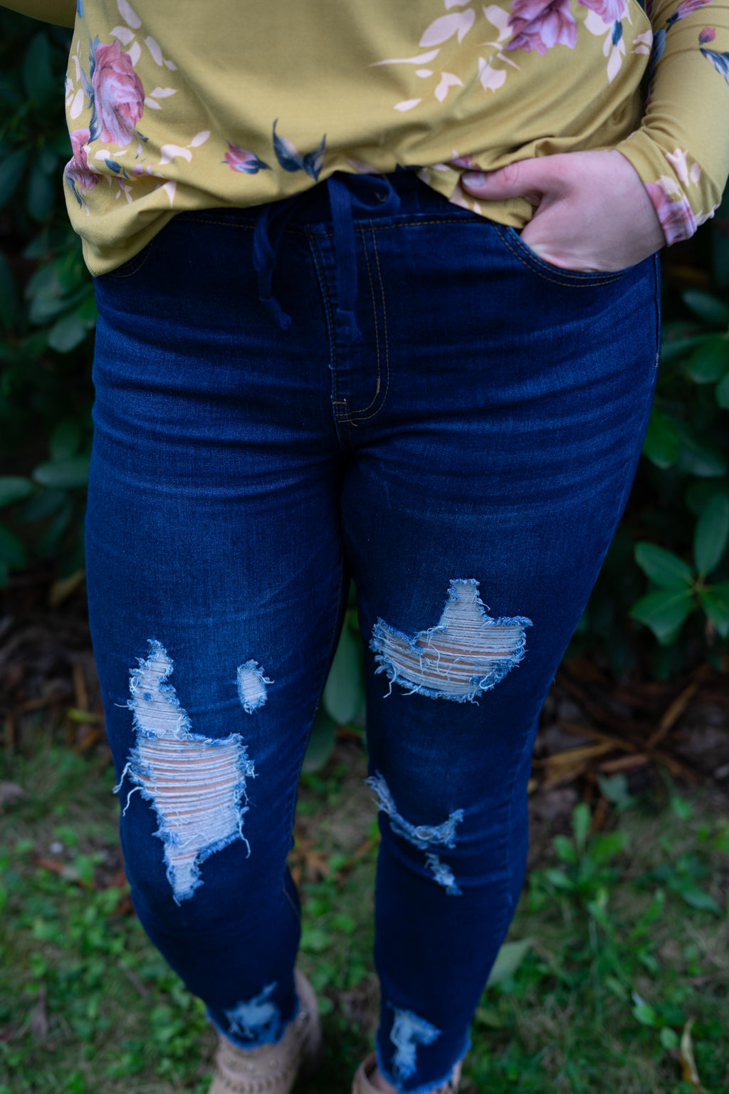 Zoey High-Rise Distressed Denim Joggers