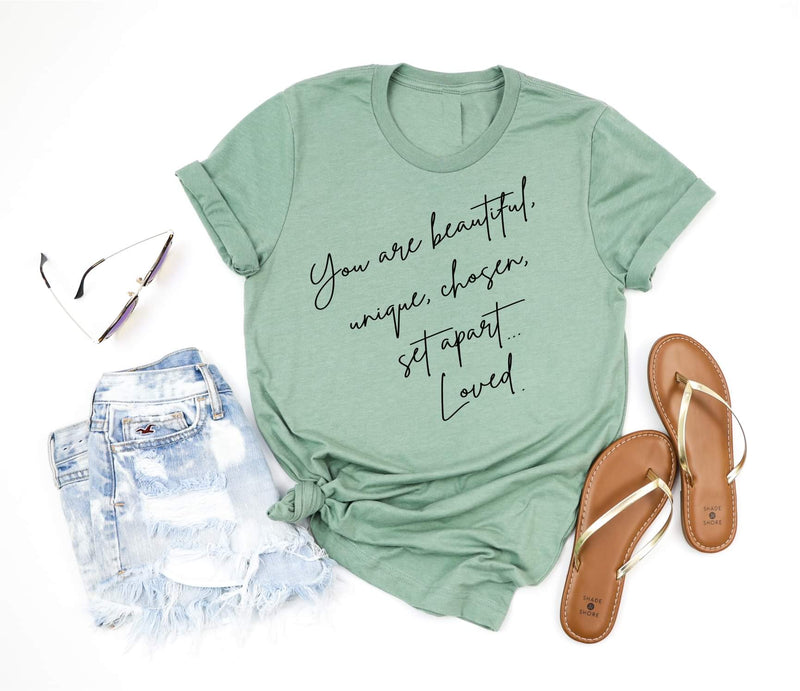You Are Loved Graphic Tee- Sage